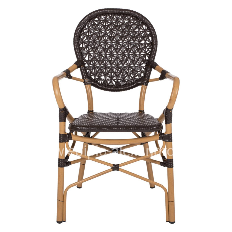 ARMCHAIR ALUMINUM HM5926.01 BROWN BAMBOO LOOK AND BROWN PE RATTAN 56x62x95Hcm.