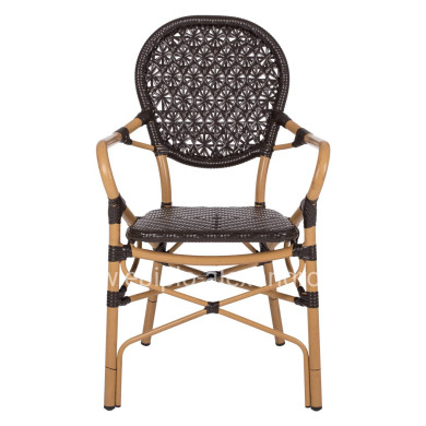 ARMCHAIR ALUMINUM HM5926.01 BROWN BAMBOO LOOK AND BROWN PE RATTAN 56x62x95Hcm.