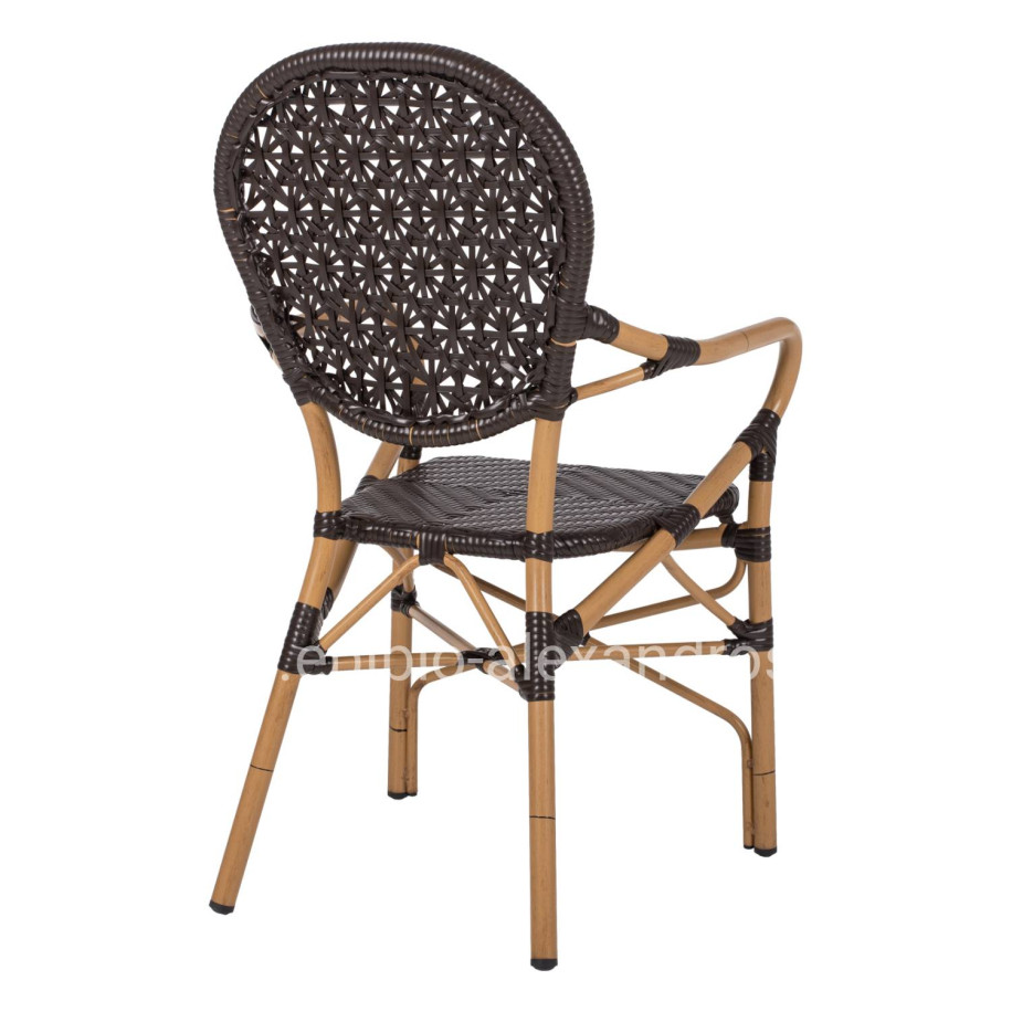 ARMCHAIR ALUMINUM HM5926.01 BROWN BAMBOO LOOK AND BROWN PE RATTAN 56x62x95Hcm.