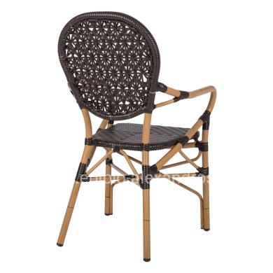 ARMCHAIR ALUMINUM HM5926.01 BROWN BAMBOO LOOK AND BROWN PE RATTAN 56x62x95Hcm.