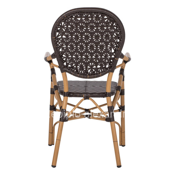 ARMCHAIR ALUMINUM HM5926.01 BROWN BAMBOO LOOK AND BROWN PE RATTAN 56x62x95Hcm.