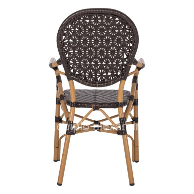 ARMCHAIR ALUMINUM HM5926.01 BROWN BAMBOO LOOK AND BROWN PE RATTAN 56x62x95Hcm.