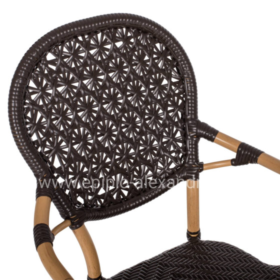 ARMCHAIR ALUMINUM HM5926.01 BROWN BAMBOO LOOK AND BROWN PE RATTAN 56x62x95Hcm.