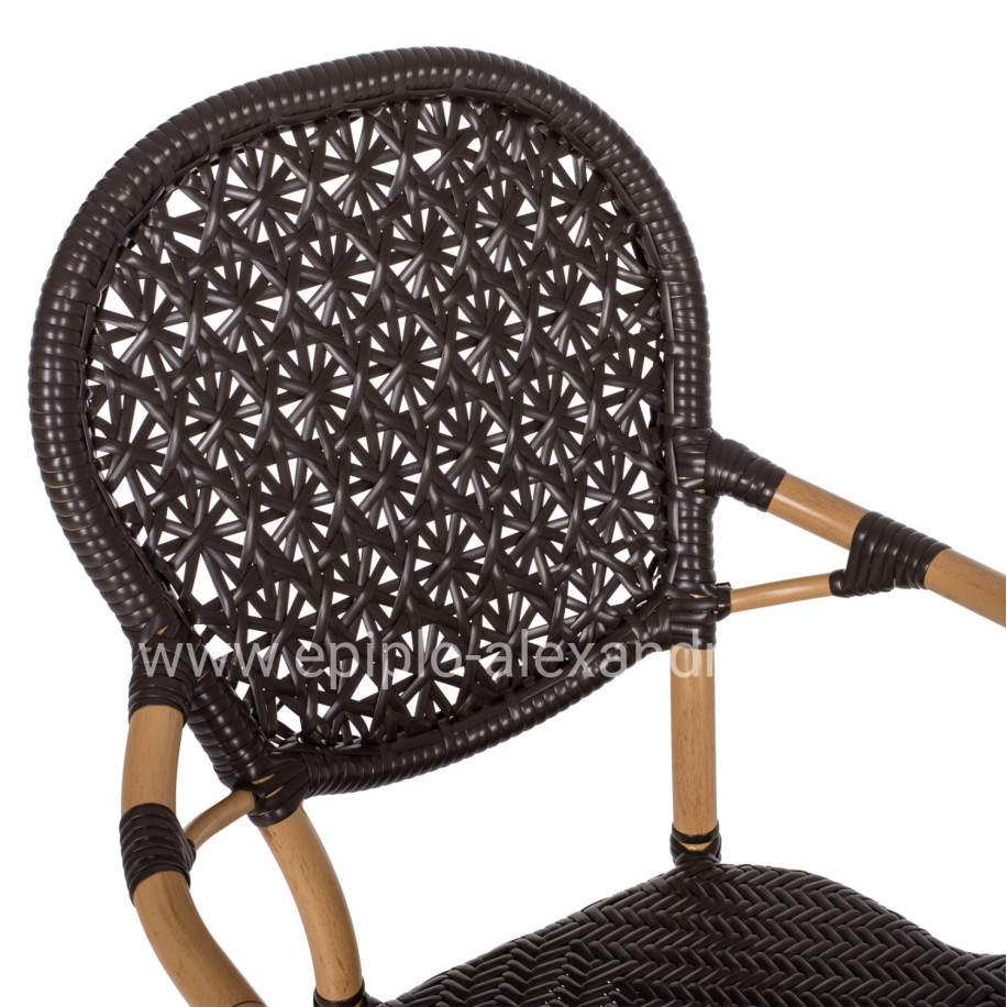 ARMCHAIR ALUMINUM HM5926.01 BROWN BAMBOO LOOK AND BROWN PE RATTAN 56x62x95Hcm.