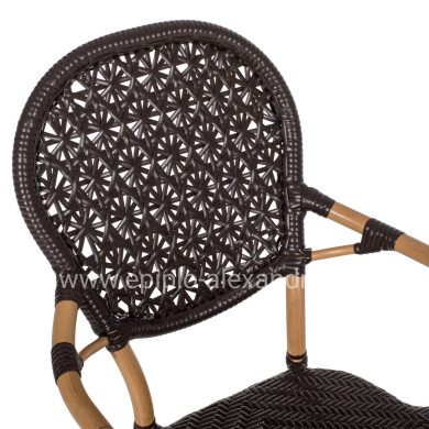 ARMCHAIR ALUMINUM HM5926.01 BROWN BAMBOO LOOK AND BROWN PE RATTAN 56x62x95Hcm.