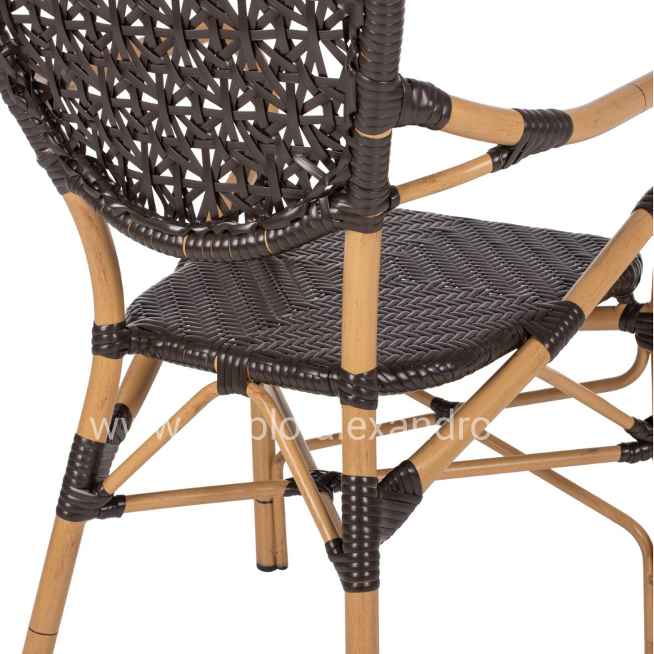 ARMCHAIR ALUMINUM HM5926.01 BROWN BAMBOO LOOK AND BROWN PE RATTAN 56x62x95Hcm.