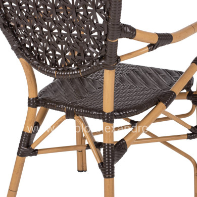 ARMCHAIR ALUMINUM HM5926.01 BROWN BAMBOO LOOK AND BROWN PE RATTAN 56x62x95Hcm.