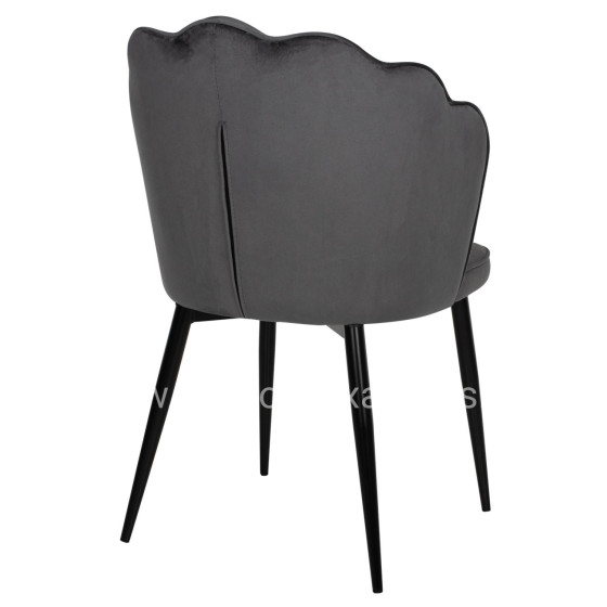 CHAIR AVIE HM8737.01 METALLIC FRAME AND GREY VELVET 48x48x85Hcm.