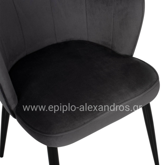 CHAIR AVIE HM8737.01 METALLIC FRAME AND GREY VELVET 48x48x85Hcm.