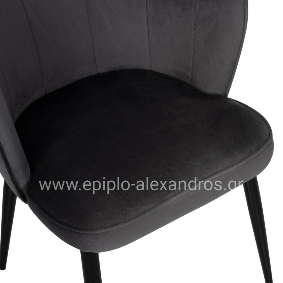 CHAIR AVIE HM8737.01 METALLIC FRAME AND GREY VELVET 48x48x85Hcm.