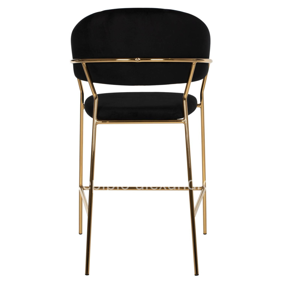 BAR STOOL THEODORE HM8734.04 BLACK VELVET GOLD METAL FRAME 60x55x100Hcm.