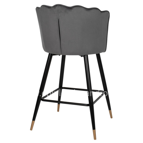 BAR STOOL VESNA HM8736.01 GREY VELVET METAL FRAME IN BLACK 50x50x90Hcm.