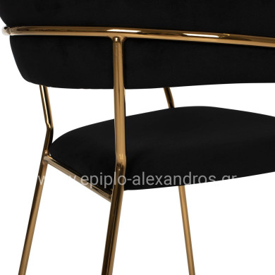 ARMCHAIR THEODORE HM8520.04 BLACK VELVET AND GOLDEN FRAME 55Χ50Χ82Hcm.