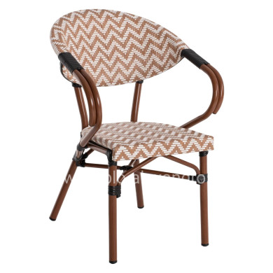 ARMCHAIR ALUMINUM HM5861.03 BAMBOO LOOK BROWN-WHITE56.58.5x58x82Η cm.