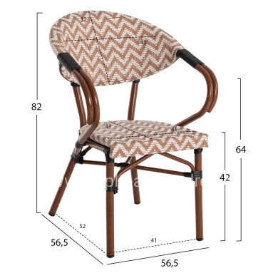 ARMCHAIR ALUMINUM HM5861.03 BAMBOO LOOK BROWN-WHITE56.58.5x58x82Η cm.