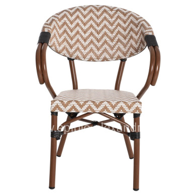 ARMCHAIR ALUMINUM HM5861.03 BAMBOO LOOK BROWN-WHITE56.58.5x58x82Η cm.