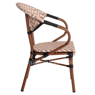 ARMCHAIR ALUMINUM HM5861.03 BAMBOO LOOK BROWN-WHITE56.58.5x58x82Η cm.