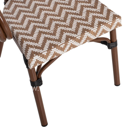 ARMCHAIR ALUMINUM HM5861.03 BAMBOO LOOK BROWN-WHITE56.58.5x58x82Η cm.