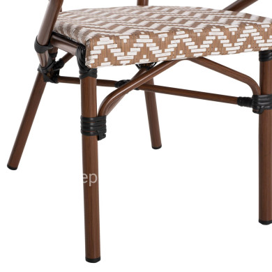 ARMCHAIR ALUMINUM HM5861.03 BAMBOO LOOK BROWN-WHITE56.58.5x58x82Η cm.