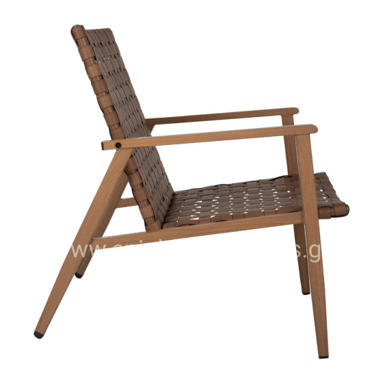 ARMCHAIR FELIPE HM5868.01 METAL WOOD-LOOK & RATTAN LEATHER-LOOK 63,5x75,5x77Hcm.