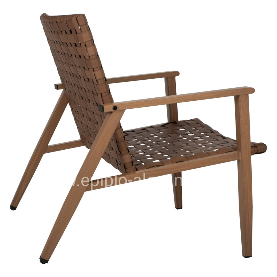 ARMCHAIR FELIPE HM5868.01 METAL WOOD-LOOK & RATTAN LEATHER-LOOK 63,5x75,5x77Hcm.