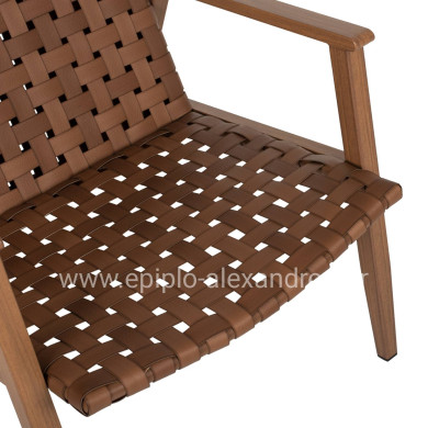 ARMCHAIR FELIPE HM5868.01 METAL WOOD-LOOK & RATTAN LEATHER-LOOK 63,5x75,5x77Hcm.