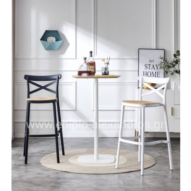 BAR STOOL CONN HM5933.01 POLYPROPYLENE WITH BACKREST WHITE AND BEIGE SEAT 41x49x102Hcm.