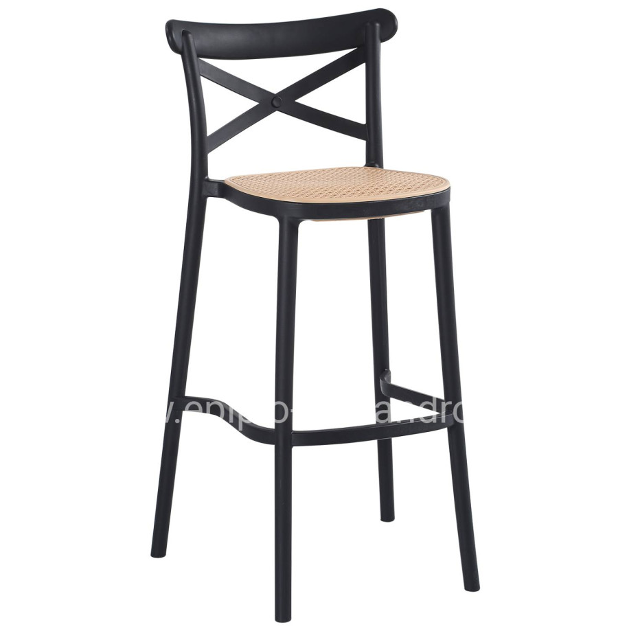 BAR STOOL CONN HM5933.02 POLYPROPYLENE WITH BACKREST BLACK AND BEIGE SEAT 41x49x102Hcm.