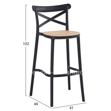 BAR STOOL CONN HM5933.02 POLYPROPYLENE WITH BACKREST BLACK AND BEIGE SEAT 41x49x102Hcm.
