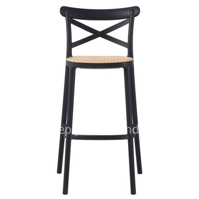 BAR STOOL CONN HM5933.02 POLYPROPYLENE WITH BACKREST BLACK AND BEIGE SEAT 41x49x102Hcm.
