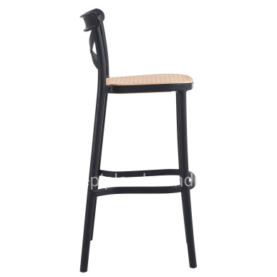 BAR STOOL CONN HM5933.02 POLYPROPYLENE WITH BACKREST BLACK AND BEIGE SEAT 41x49x102Hcm.