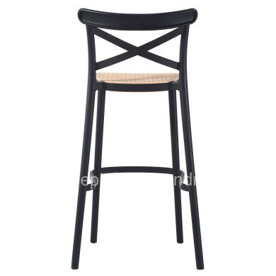 BAR STOOL CONN HM5933.02 POLYPROPYLENE WITH BACKREST BLACK AND BEIGE SEAT 41x49x102Hcm.