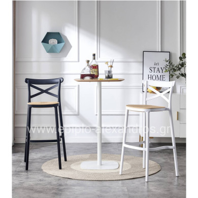 BAR STOOL CONN HM5933.02 POLYPROPYLENE WITH BACKREST BLACK AND BEIGE SEAT 41x49x102Hcm.