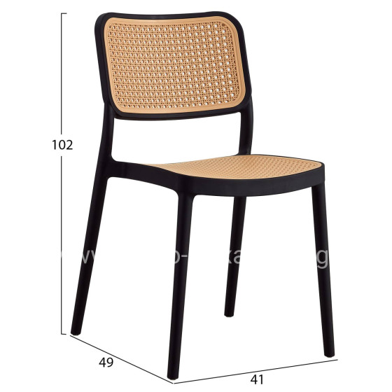 CHAIR POLYPROPYLENE MEKO HM5934.02 BLACK AND BEIGE 41x49x102Hcm.