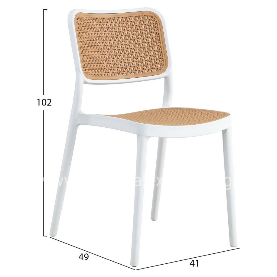 CHAIR POLYPROPYLENE MEKO HM5934.01 WHITE AND BEIGE 41x49x102Hcm.