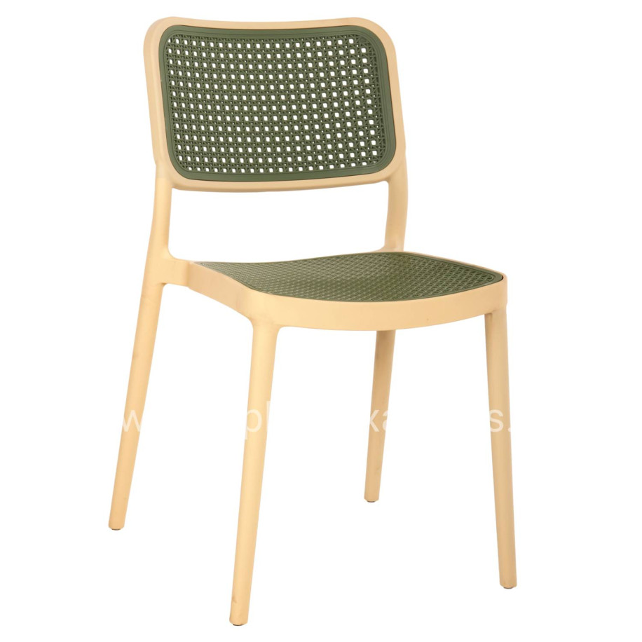 CHAIR POLYPROPYLENE MEKO HM5934.04 BEIGE AND OLIVE GREEN 41x49x102Hcm.