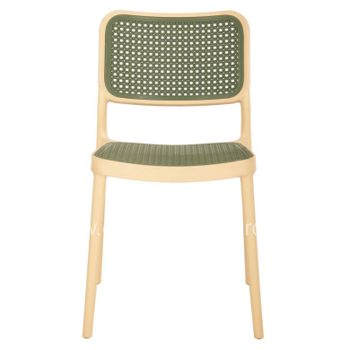 CHAIR POLYPROPYLENE MEKO HM5934.04 BEIGE AND OLIVE GREEN 41x49x102Hcm.