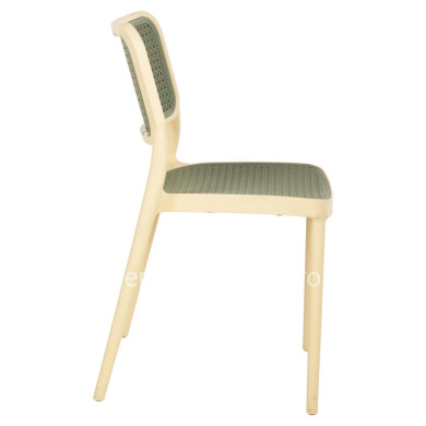 CHAIR POLYPROPYLENE MEKO HM5934.04 BEIGE AND OLIVE GREEN 41x49x102Hcm.