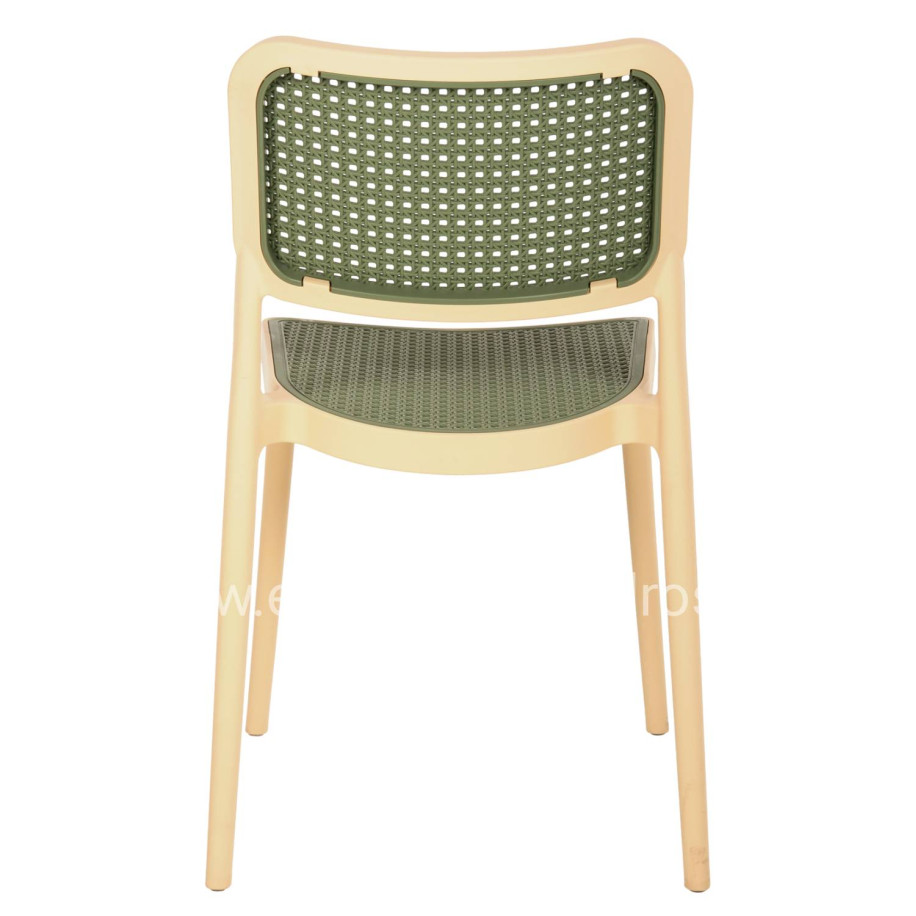 CHAIR POLYPROPYLENE MEKO HM5934.04 BEIGE AND OLIVE GREEN 41x49x102Hcm.