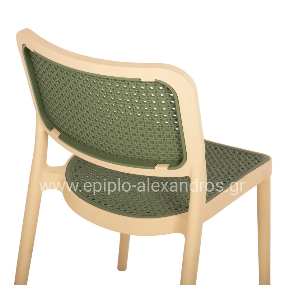CHAIR POLYPROPYLENE MEKO HM5934.04 BEIGE AND OLIVE GREEN 41x49x102Hcm.