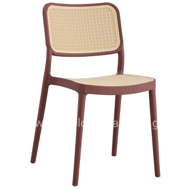 CHAIR POLYPROPYLENE MEKO HM5934.05 MAROON AND BEIGE 41x49x102Hcm.