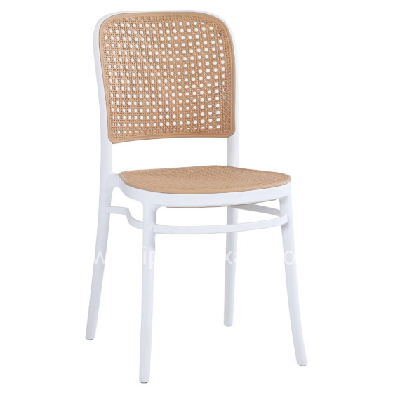 CHAIR POLYPROPYLENE FLOW HM5937.01 WHITE WITH BEIGE SEAT AND BACKREST 41x49x102Hcm.