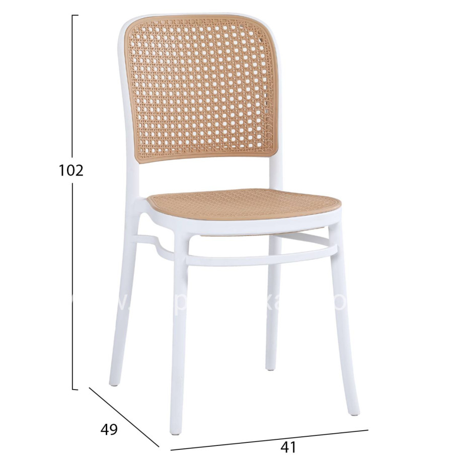 CHAIR POLYPROPYLENE FLOW HM5937.01 WHITE WITH BEIGE SEAT AND BACKREST 41x49x102Hcm.