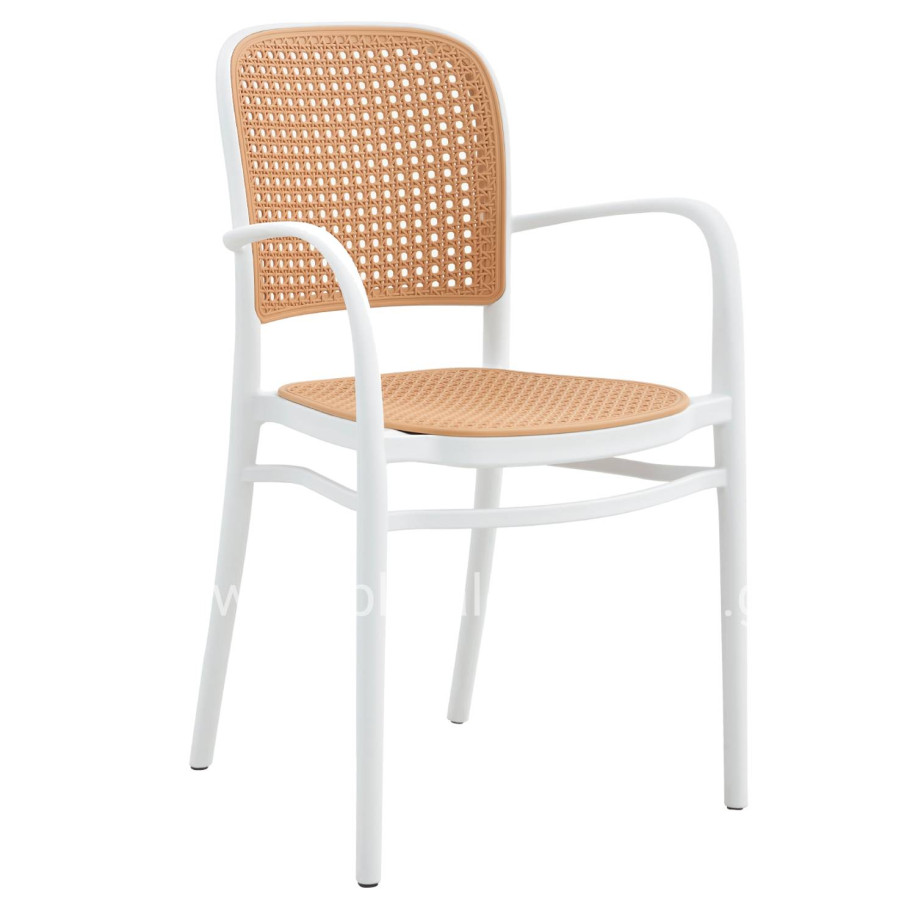 ARMCHAIR POLYPROPYLENE FLOW HM5938.01 WHITE AND BEIGE 56x52.5x85.5Hcm.