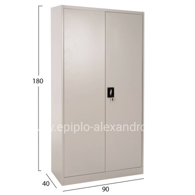 WARDROBE METALLIC DURON HM5959.11 2-LEAF WITH 5 STORAGE SPACES LIGHT GREY 90Χ40Χ180Hcm.