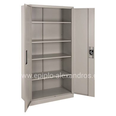 WARDROBE METALLIC DURON HM5959.11 2-LEAF WITH 5 STORAGE SPACES LIGHT GREY 90Χ40Χ180Hcm.