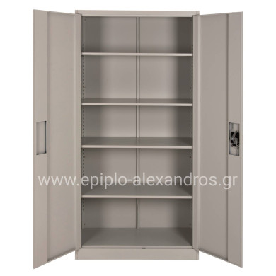 WARDROBE METALLIC DURON HM5959.11 2-LEAF WITH 5 STORAGE SPACES LIGHT GREY 90Χ40Χ180Hcm.