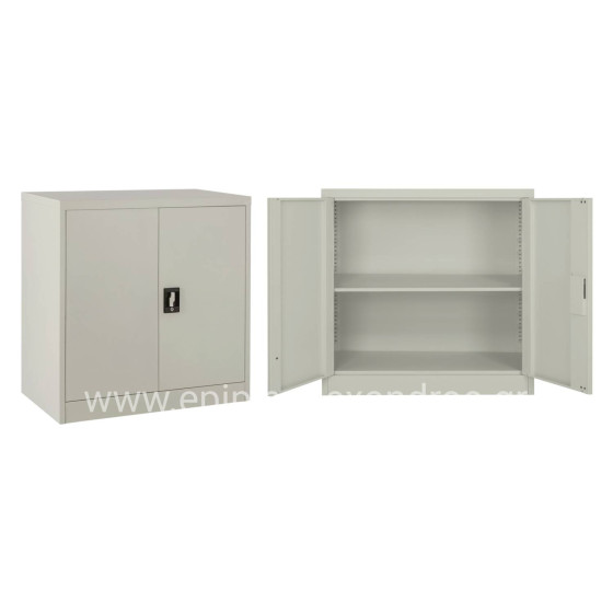 WARDROBE METAL HM5960.11 WITH 3 STORAGE SPACES LIGHT GREY 90Χ40Χ90Hcm.