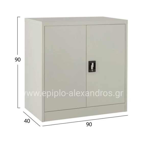 WARDROBE METAL HM5960.11 WITH 3 STORAGE SPACES LIGHT GREY 90Χ40Χ90Hcm.