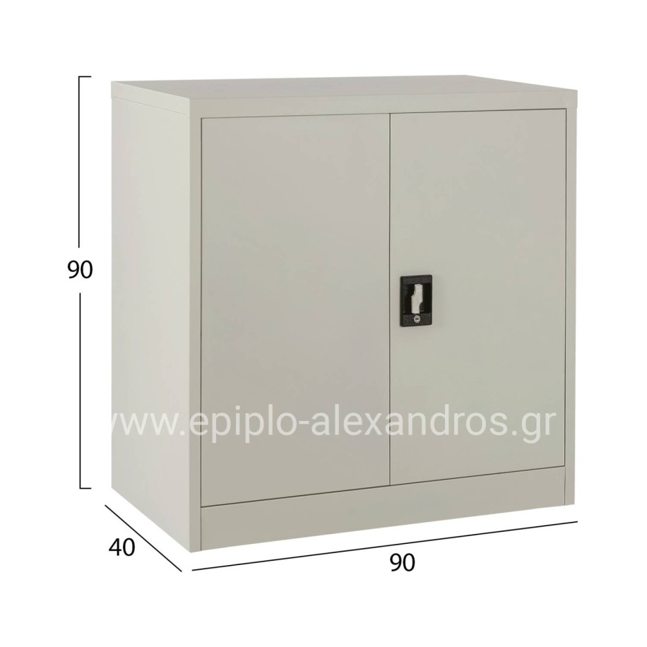 WARDROBE METAL HM5960.11 WITH 3 STORAGE SPACES LIGHT GREY 90Χ40Χ90Hcm.